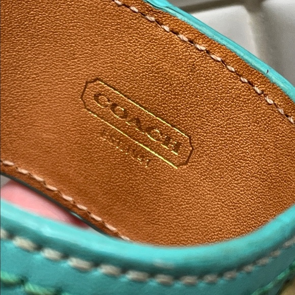 Coach Turquoise Leather Cuff Bangle Bracelet EUC - Picture 6 of 8